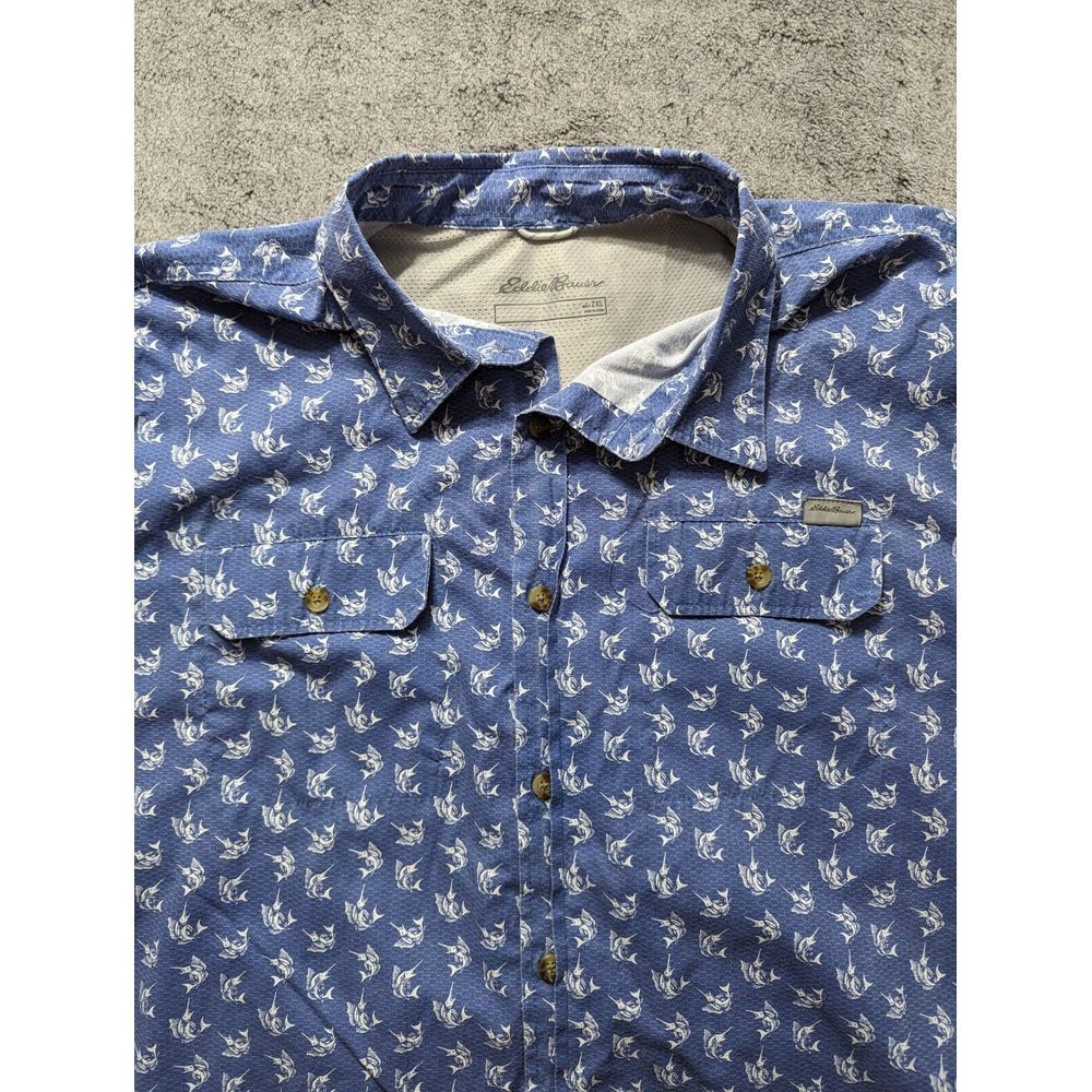 Eddie Bauer Short Sleeve Button Up Shirt Men's Size 2XL Blue - Picture 2 of 10
